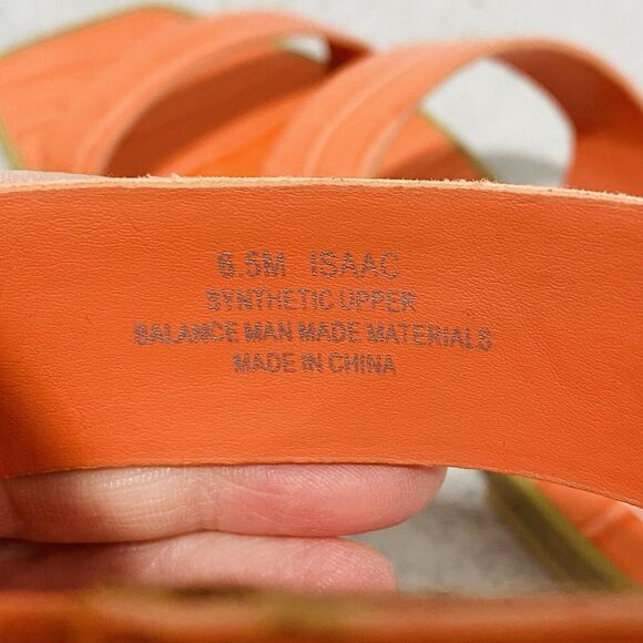 Dolce Vita Isaac Sandals 6.5M Orange Moc Croc Strappy Slides Low Heel Beachy - Picture 8 of 8